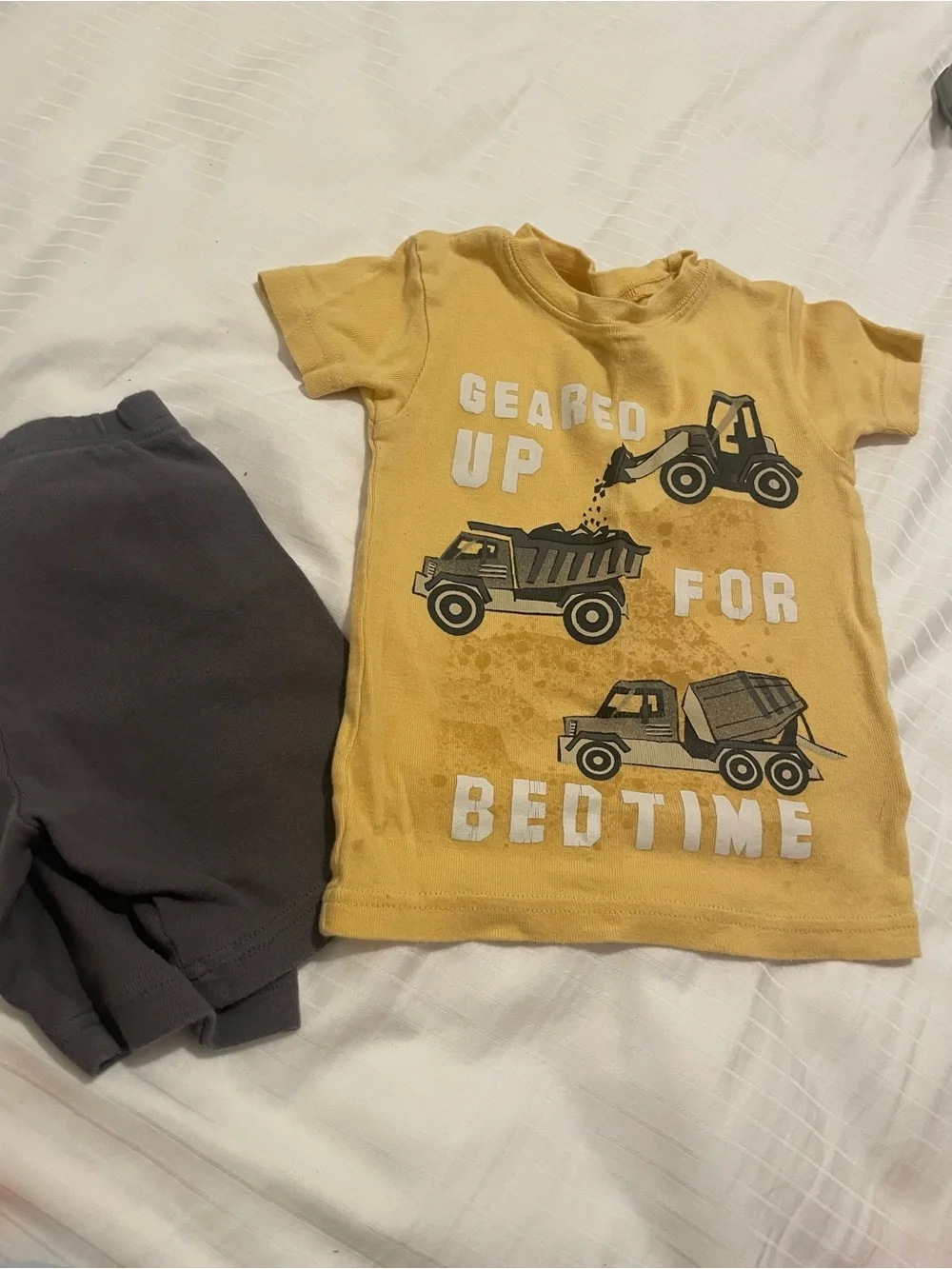 Carter's Yellow Construction Trucks Tee with Gray Graphics